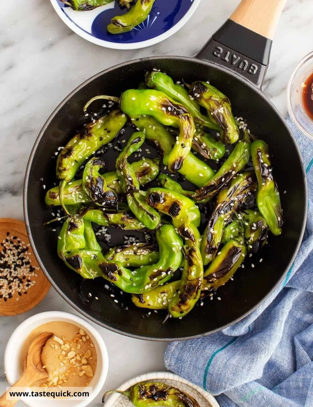 Blistered shishito peppers