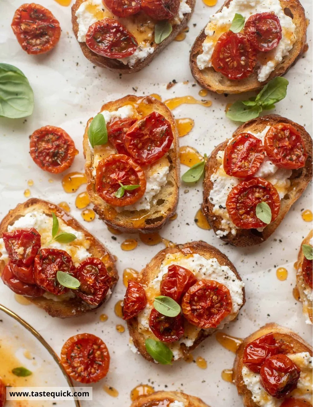 Hot Honey Tomato Crostini