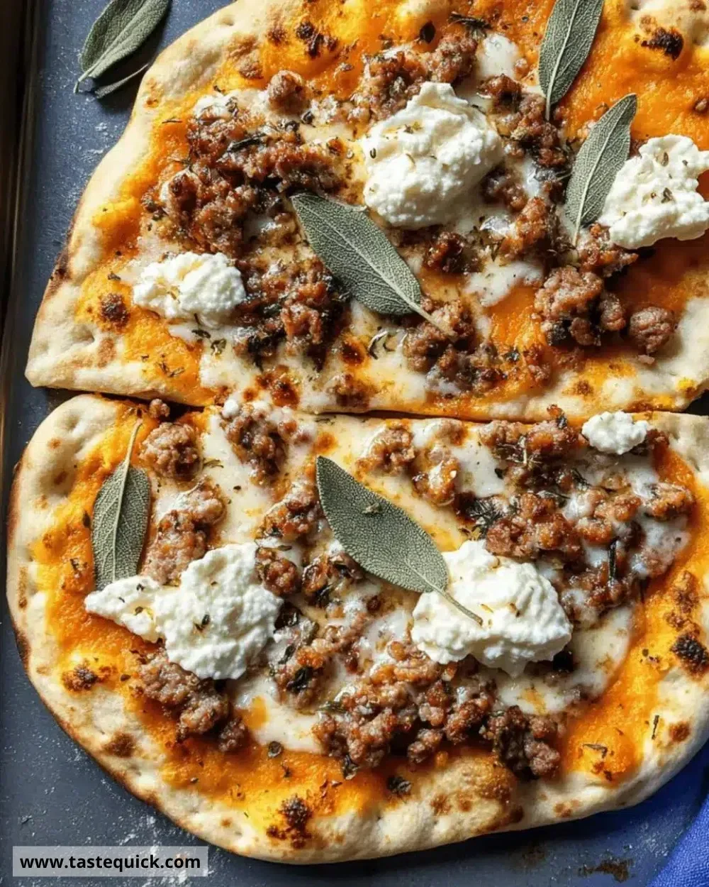 Delicious autumn naan pizzas with seasonal toppings and vibrant colors