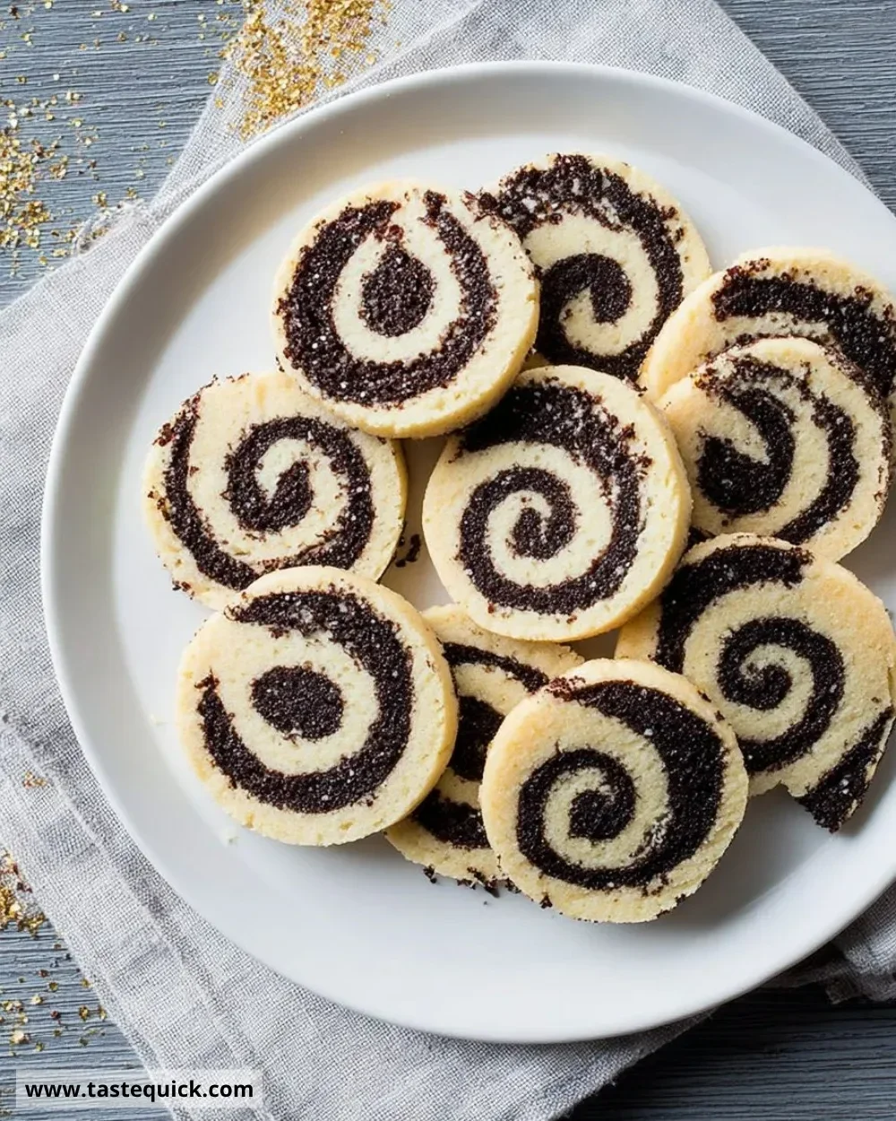 Black and White Pinwheel Cookies with contrasting chocolate and vanilla layers.