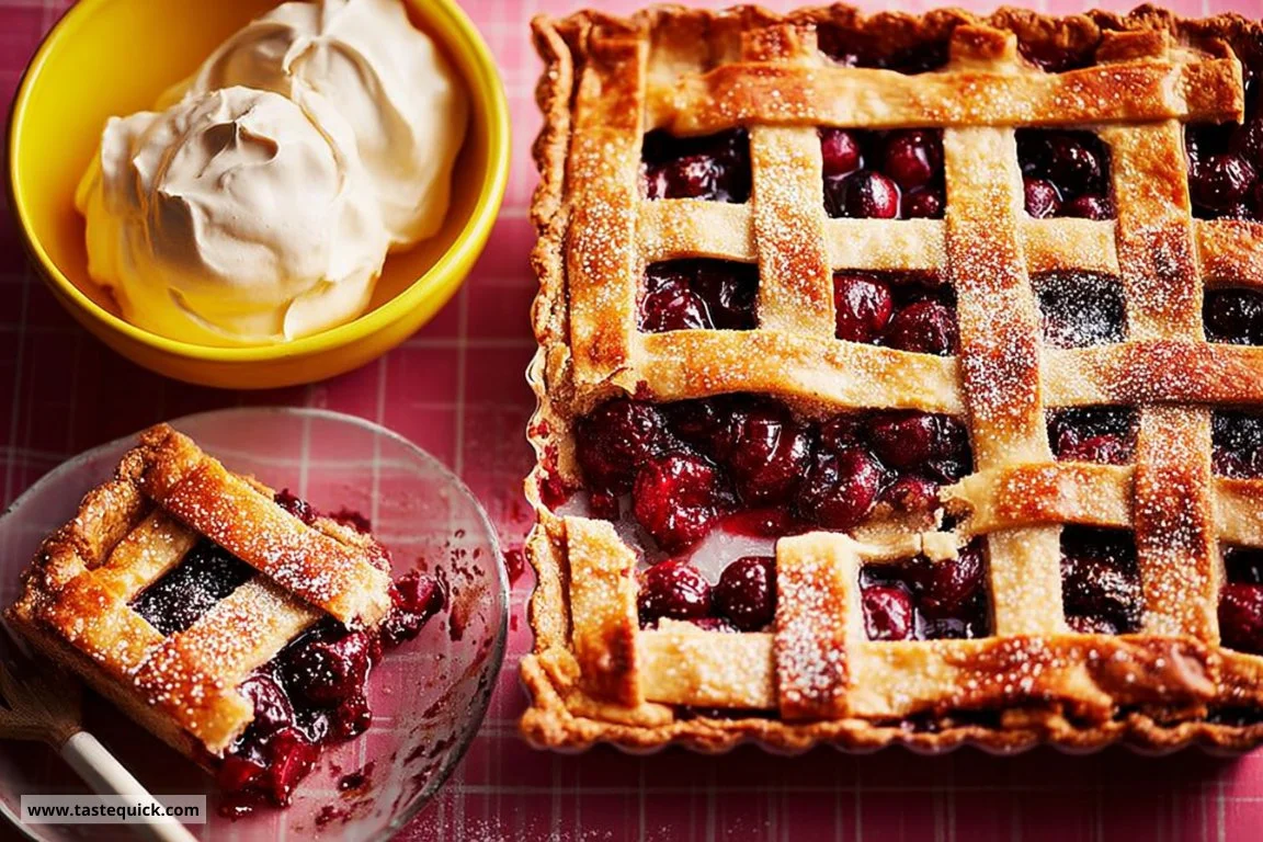 Delicious Cherry Slab Pie with Soured Cream topping