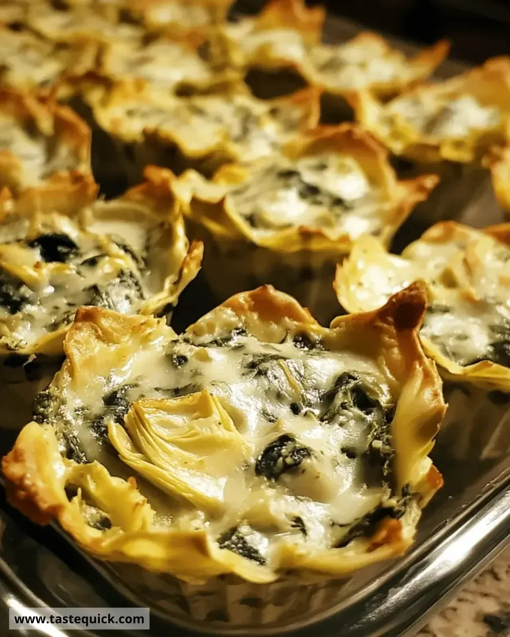 Easy spinach artichoke dip cups served as a delicious appetizer