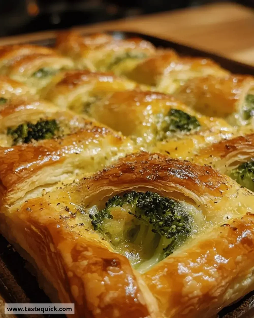 Irresistibly cheesy broccoli puff pastry baked to golden perfection