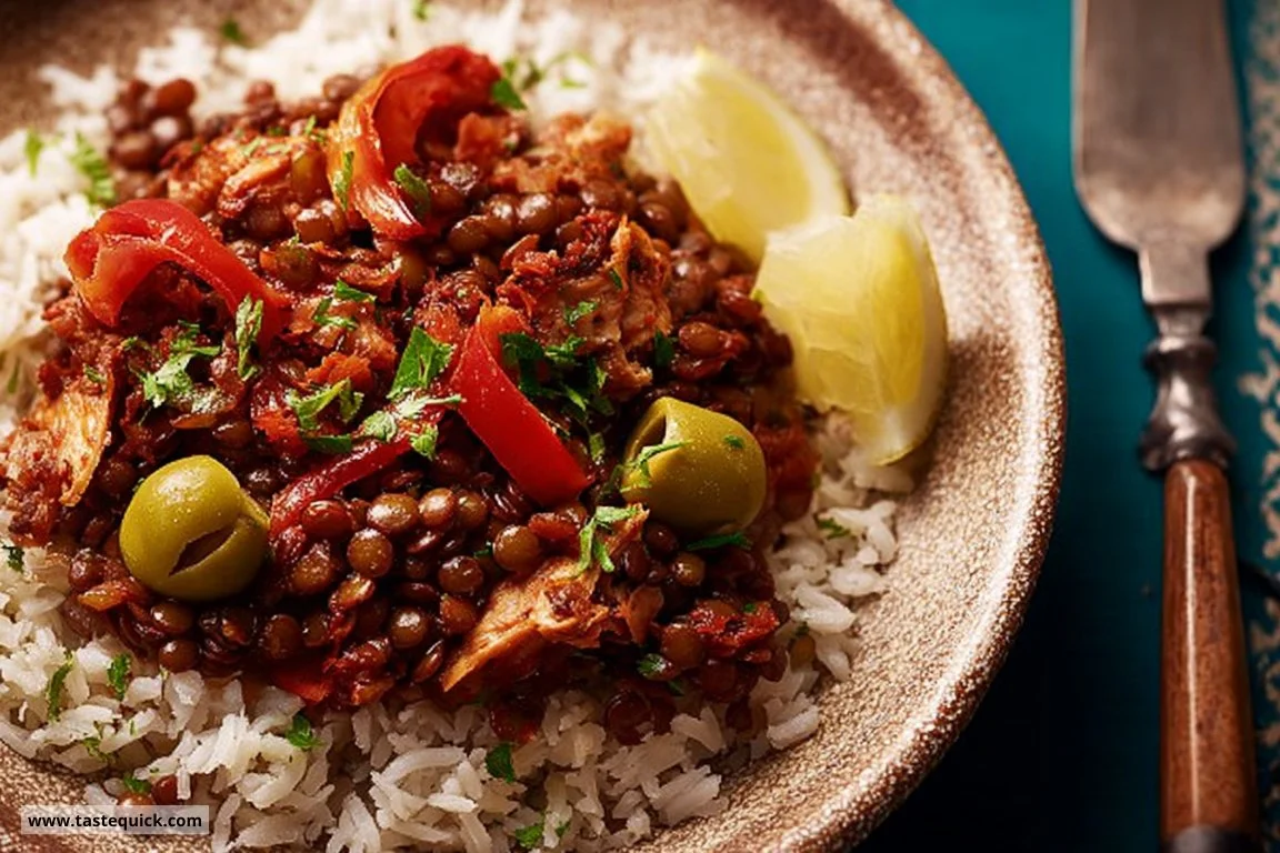 Delicious Jamaican bully beef served with rice and peas, a traditional Caribbean dish.