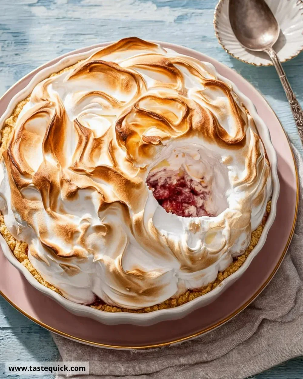 Delicious Queen of Puddings dessert with layers of custard, jam, and meringue
