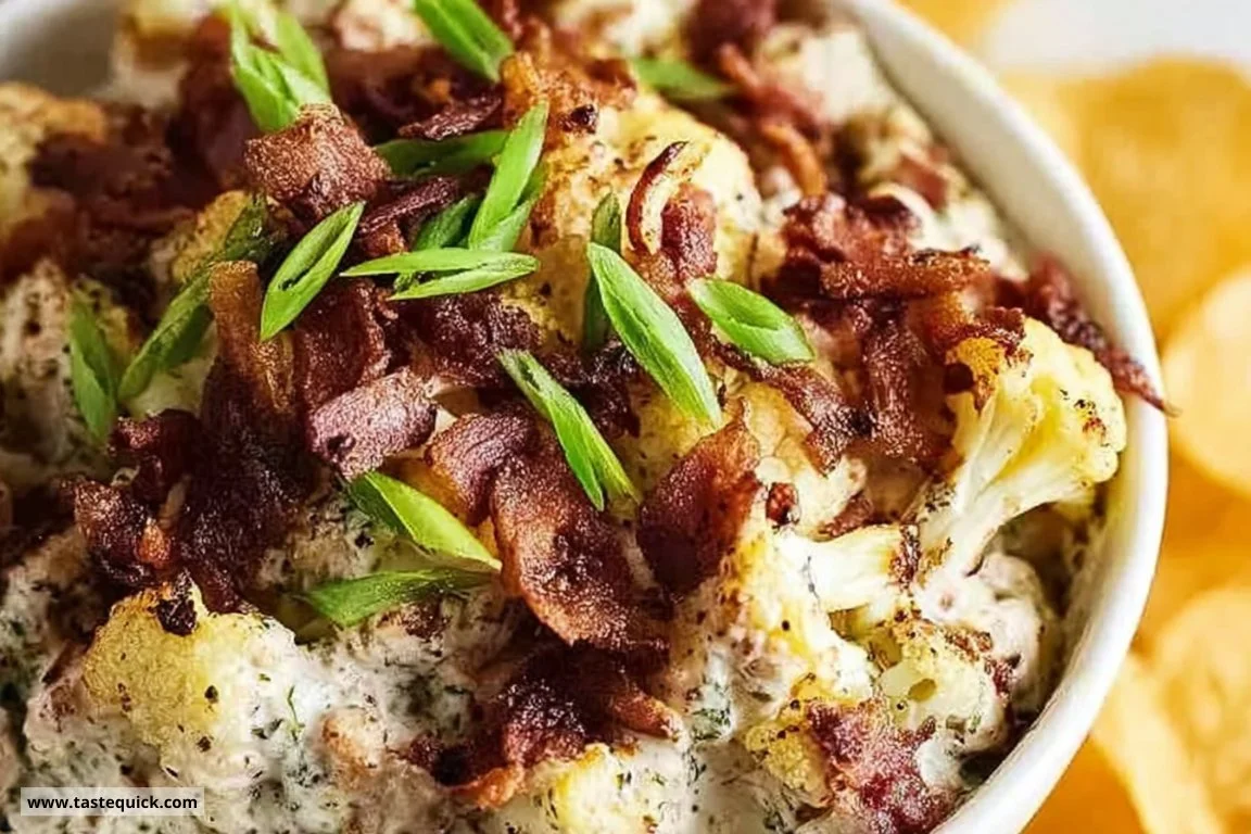 Turmeric and lemon cauliflower bowl garnished with fresh herbs and vegetables