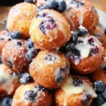 Baked blueberry fritter bites with fresh blueberries and a crispy exterior