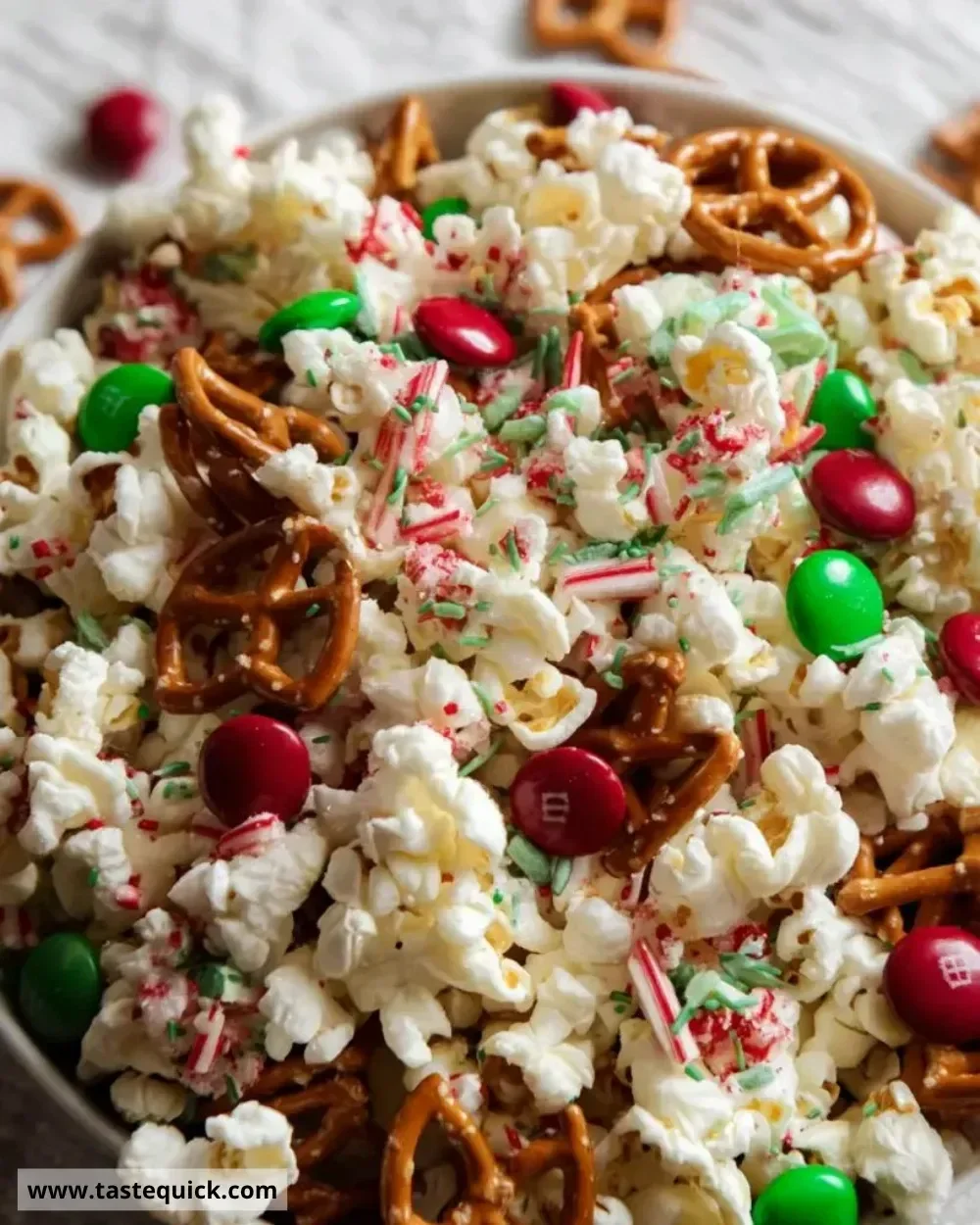 Festive Christmas popcorn in a festive bowl