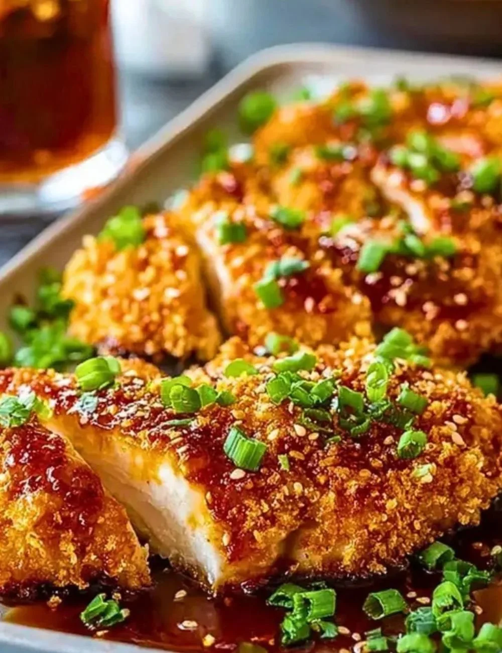 Deliciously baked crunchy hot honey chicken with a perfect glaze