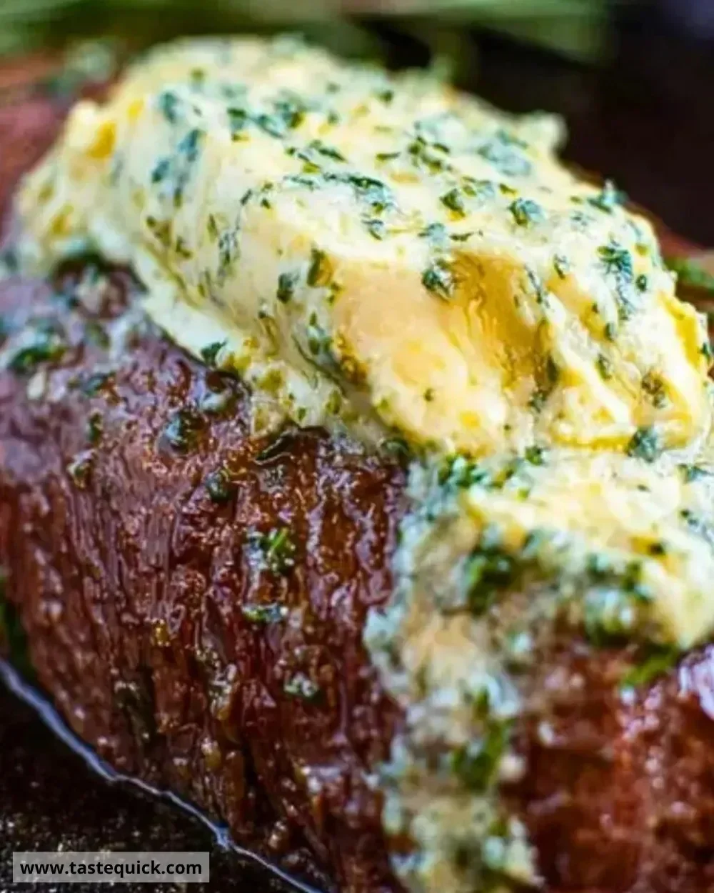 Delicious Cowboy Butter with herbs and spices ready for grilling.