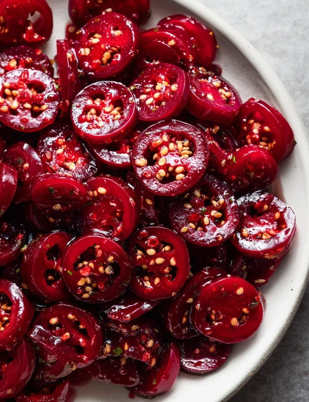 Dish of Cranberry Jalapeño Cowboy Candy in a bowl, showcasing a sweet and spicy snack.