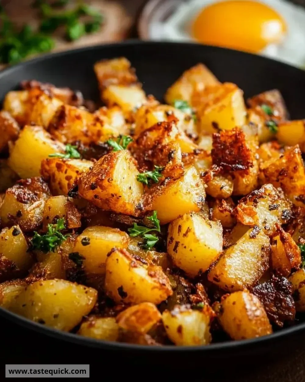 Delicious crispy breakfast potatoes served on a plate