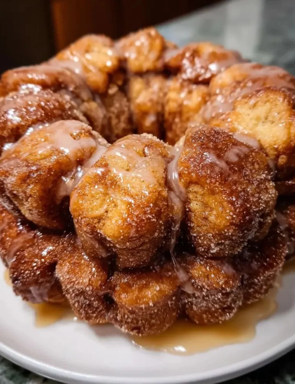 Delicious monkey bread served for Christmas morning breakfast