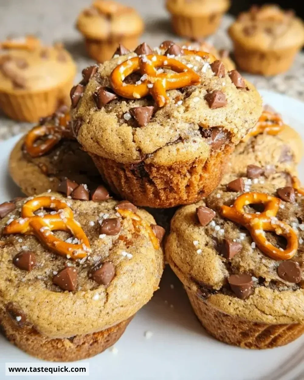 Flamin Hot Pretzel Cookie Muffins with a spicy twist and pretzel toppings