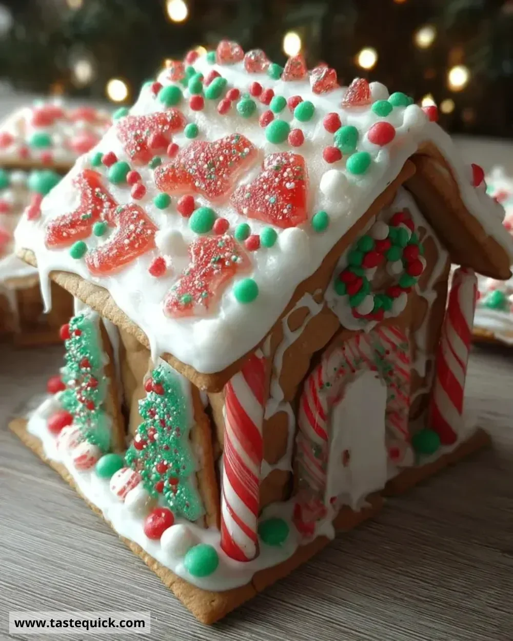 Gingerbread Pop Tart House decorated for the holidays