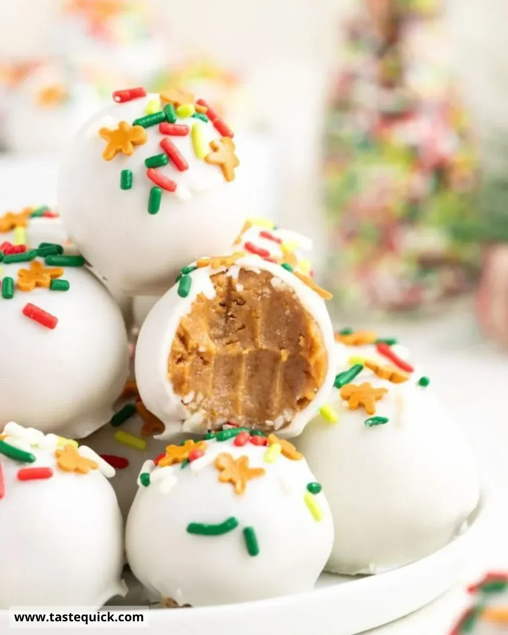 Delicious homemade Gingerbread Truffles topped with festive sprinkles.