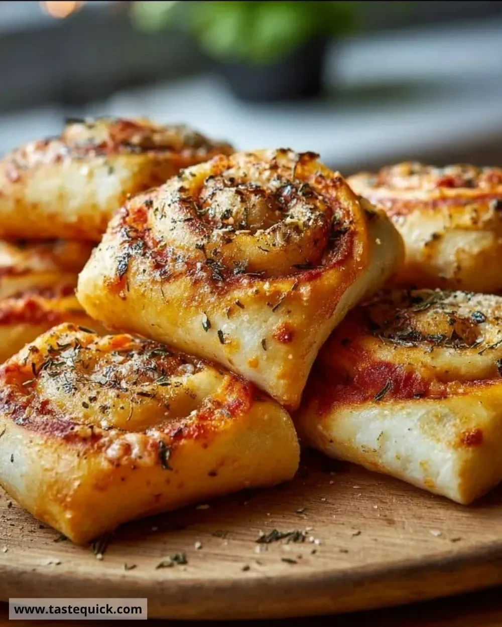 Delicious homemade pizza rolls filled with cheese and pepperoni