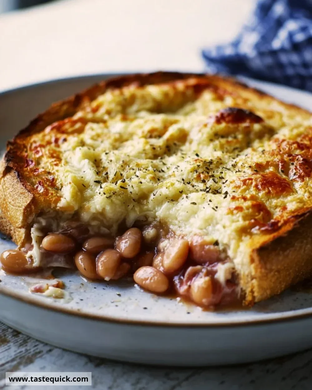 Honey & Mustard Ham Hock Pie served on a rustic table