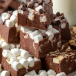 Delicious hot chocolate fudge candy, a sweet and decadent chocolate treat.