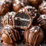 Delicious peppermint Oreo truffles ready to be enjoyed as a festive treat