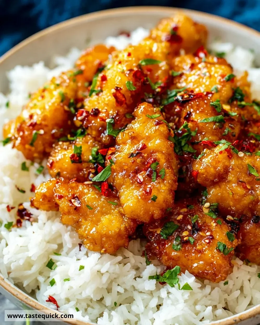 Plate of quick and easy honey garlic chicken with vegetables