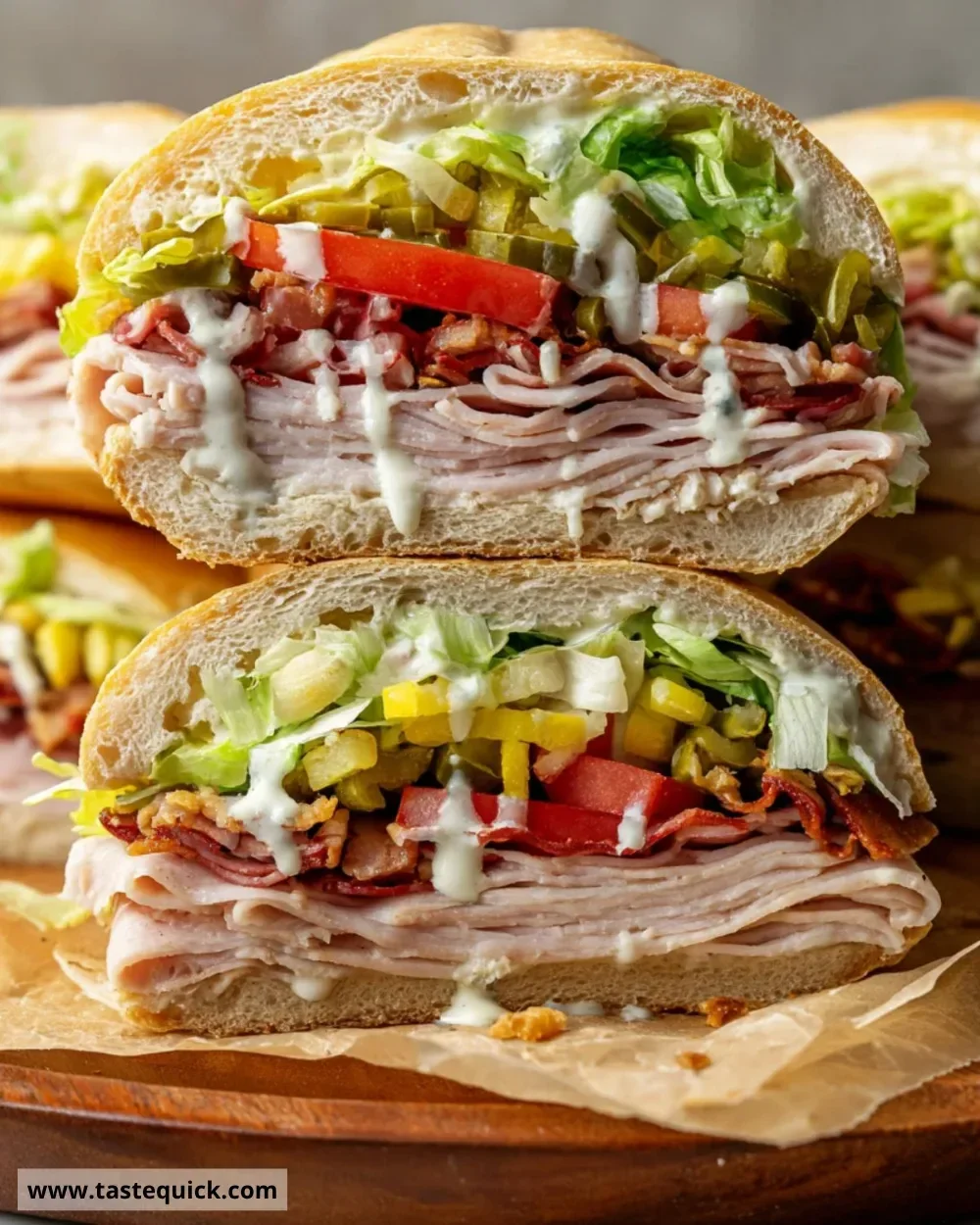 Delicious Stuffed Sub Salad Sandwich with fresh ingredients and vibrant colors.