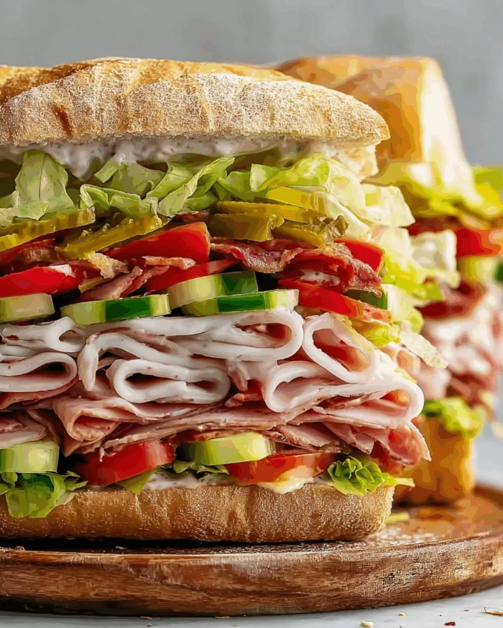 Stuffed Sub Salad Sandwich filled with fresh vegetables and meat