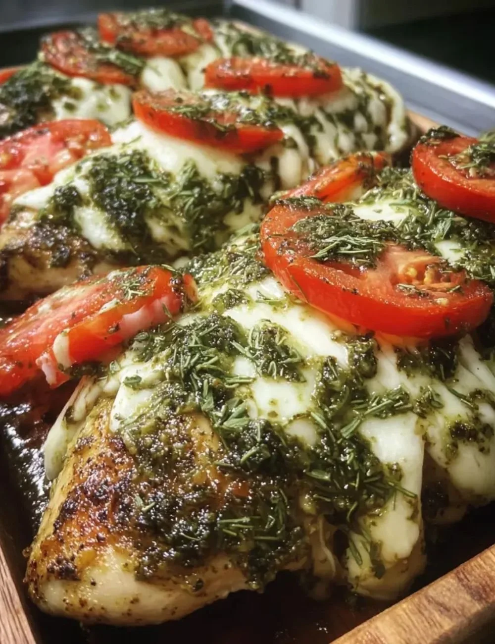 Easy 4 Ingredient Pesto Chicken recipe with fresh pesto