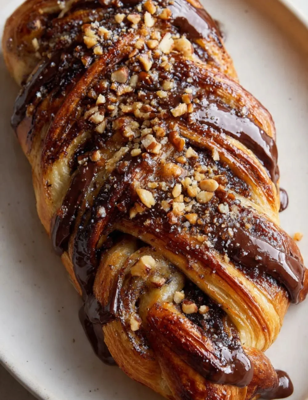 Caramelised Banana Chocolate Croissant with melted chocolate and banana filling