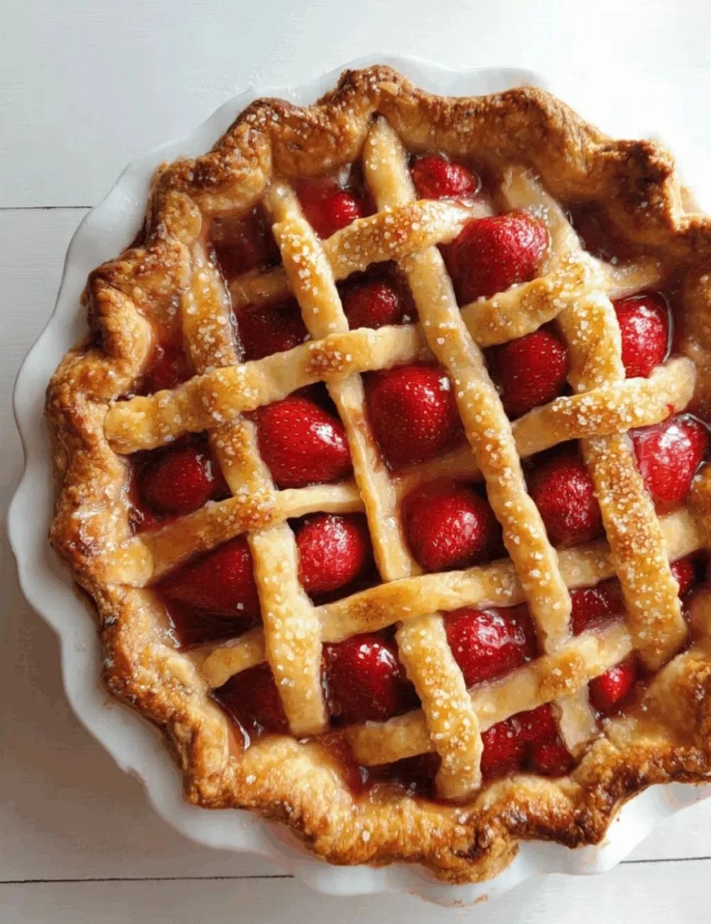 Classic strawberry pie with fresh strawberries and flaky crust