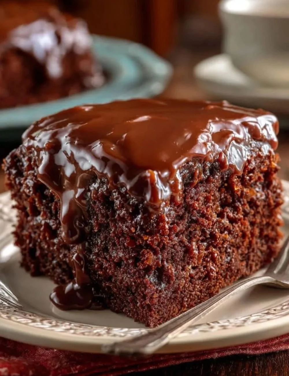 Delicious Cracker Barrel Coca Cola Cake served on a plate with frosting