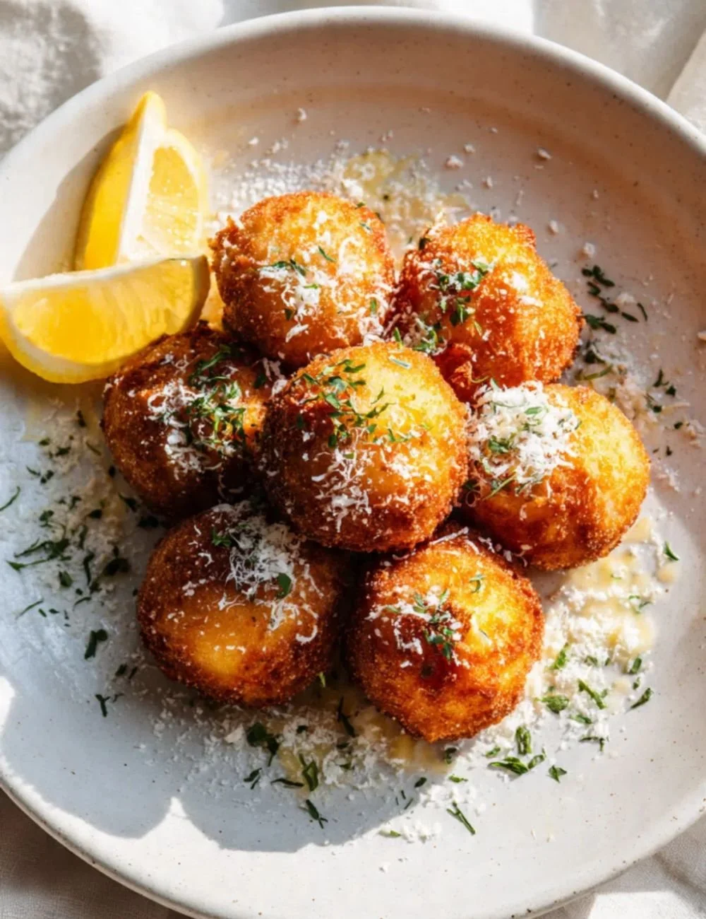 Mac and Cheese Arancini - Crispy fried balls made from creamy mac and cheese.