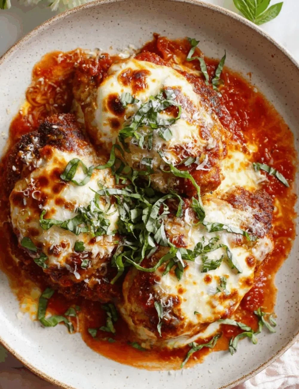 Pepperoni Chicken Bake with Steamed Broccoli on a plate