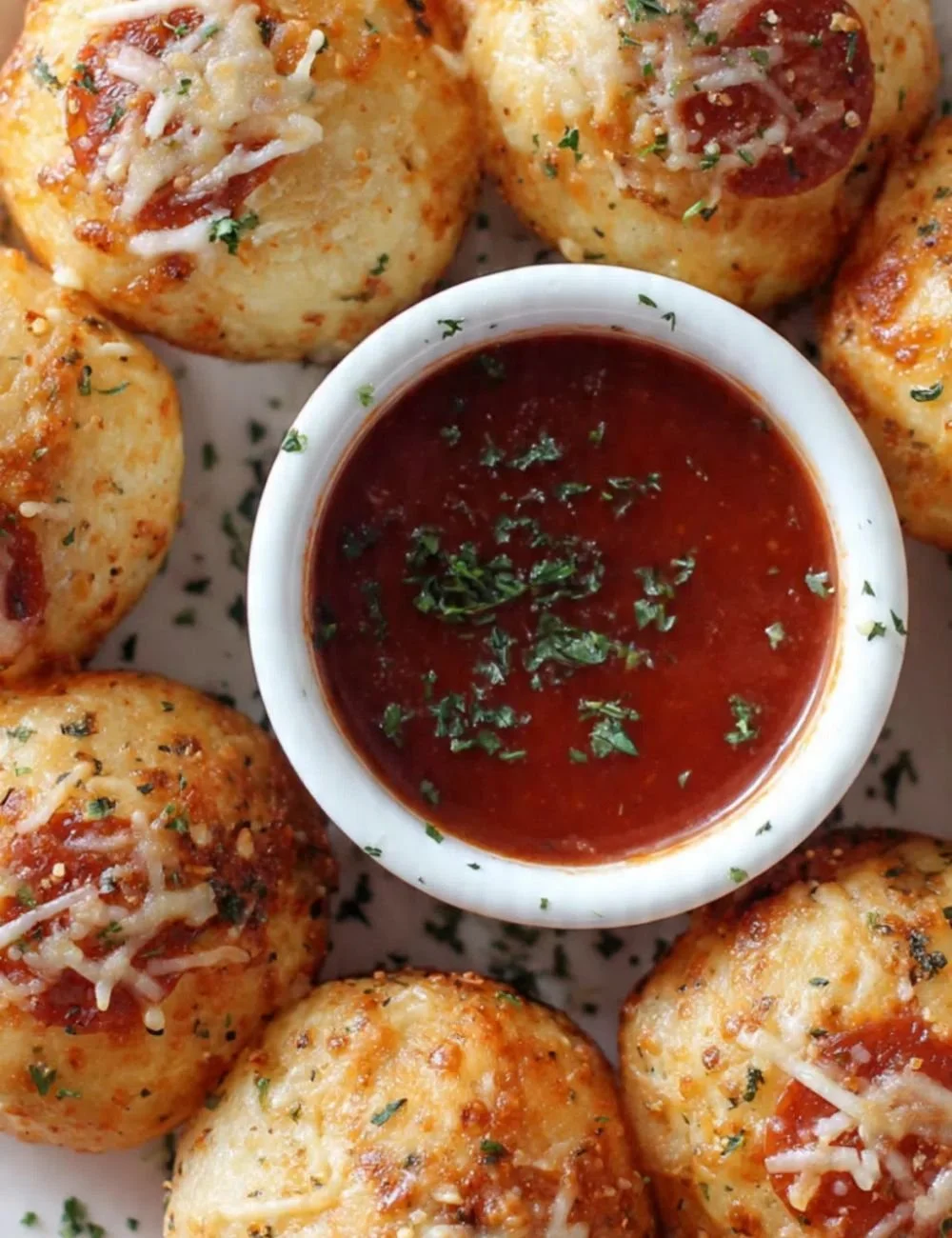 Pepperoni Pizza Bombs with melted cheese and crispy crust