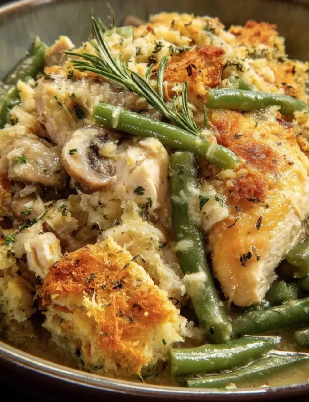 Slow Cooker Chicken Stuffing in a bowl ready to serve