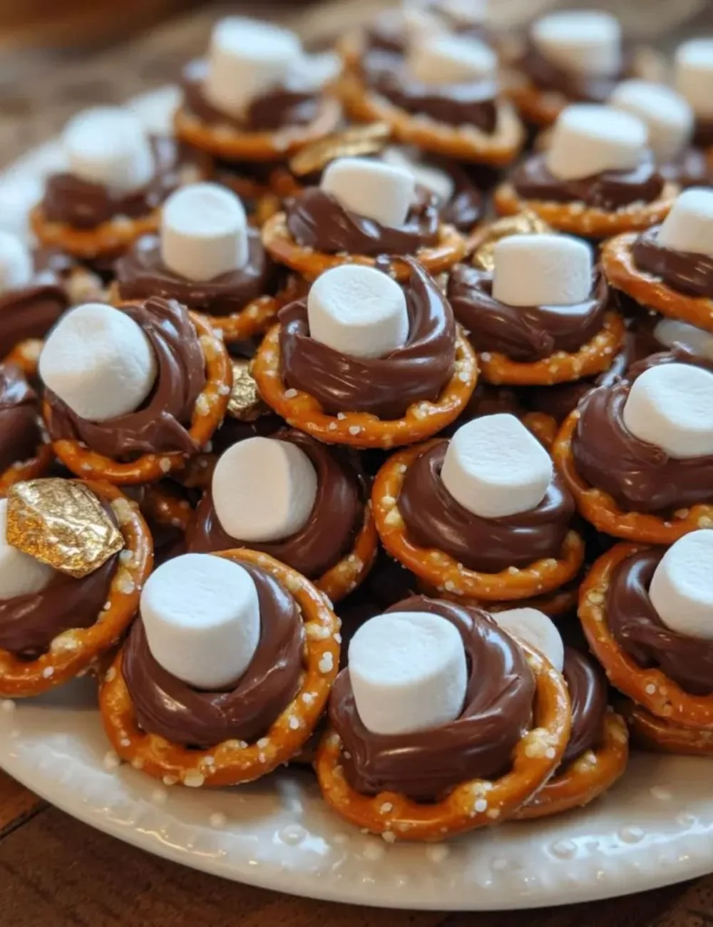 Delicious homemade S'mores Pretzel Bites with chocolate and marshmallows