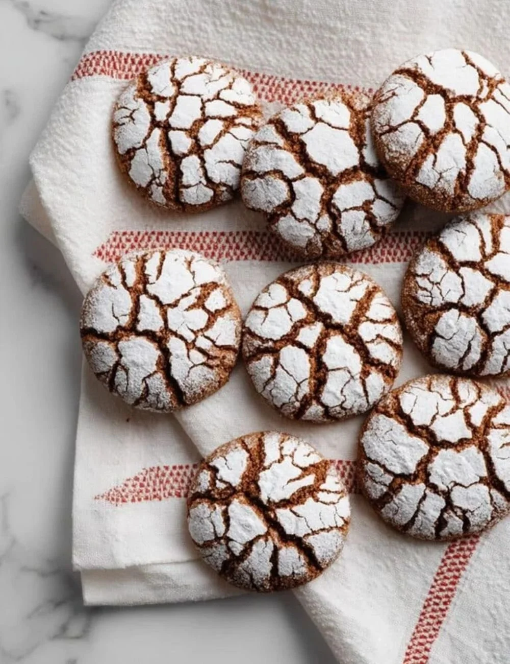 Delicious soft and spiced gingerbread crinkle cookies on a festive plate