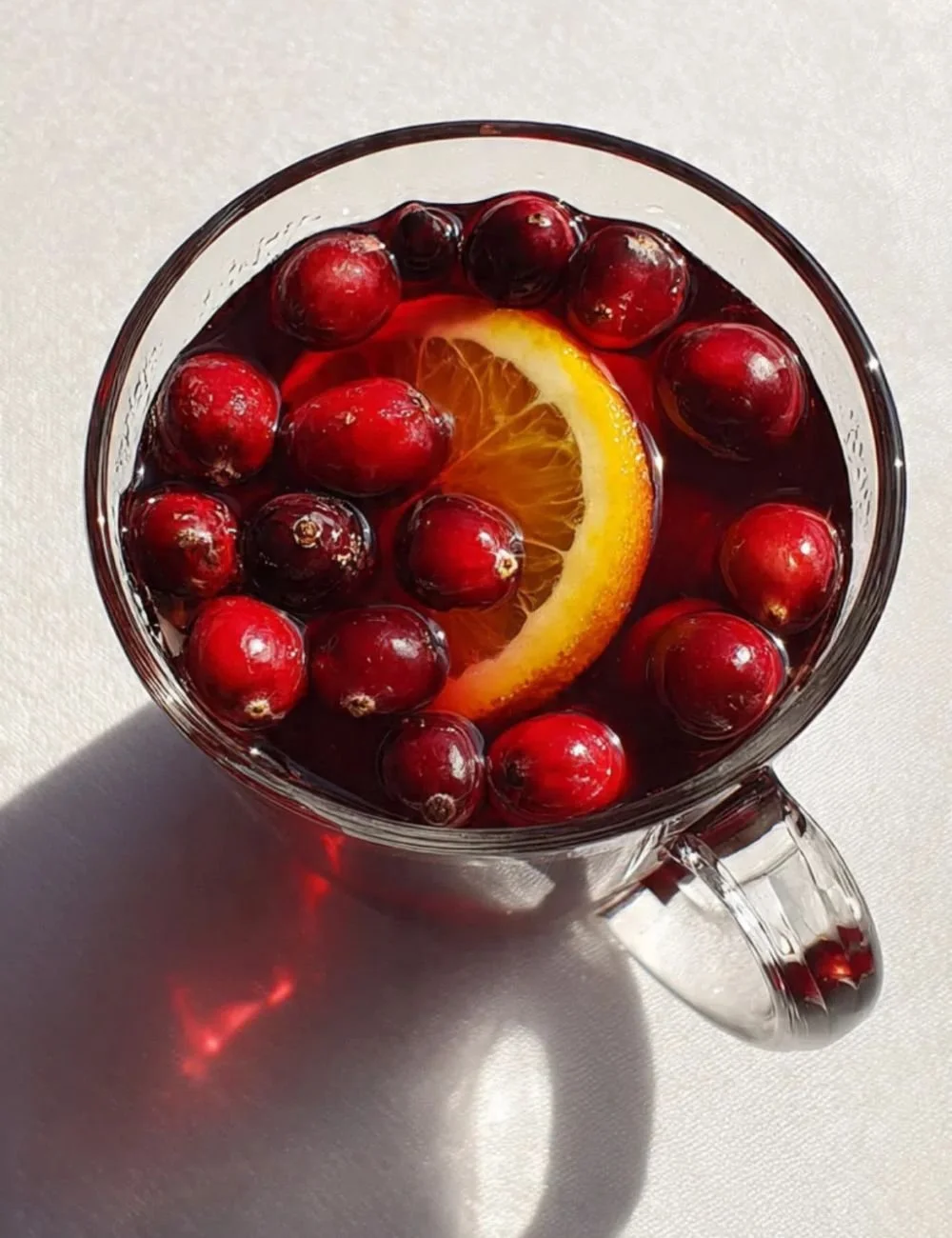 Sour cherry plum winter warmer drink recipe with vibrant colors and spices.