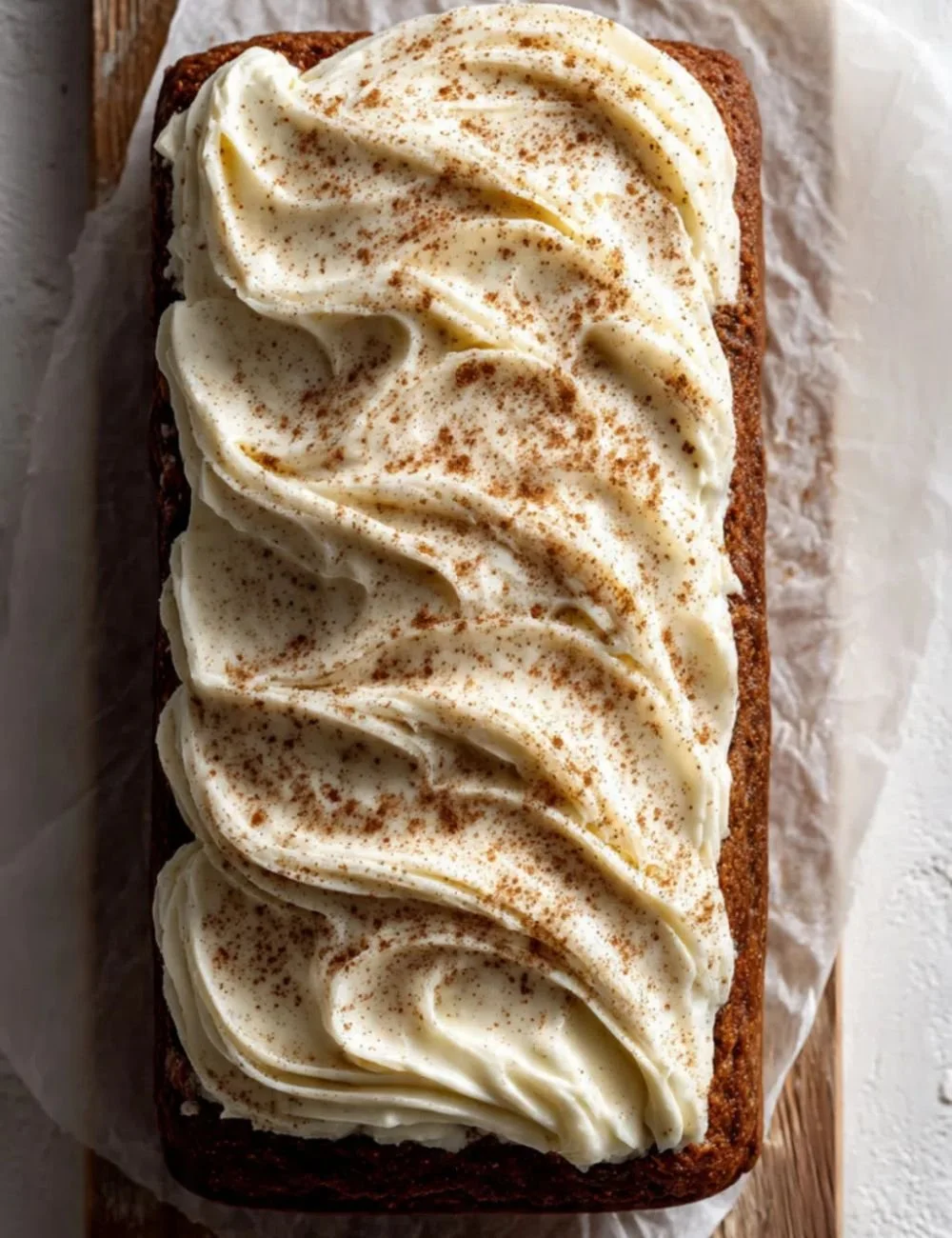 Spiced gingerbread loaf with vanilla bean cream cheese frosting