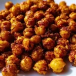 Sweet cinnamon sugar roasted chickpeas in a bowl, a delicious healthy snack.