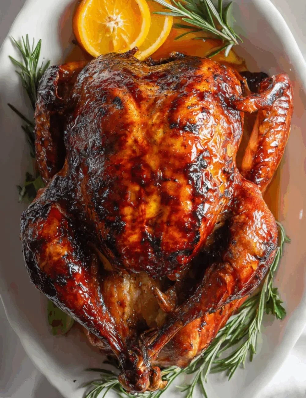 Delicious tea brined smoked turkey ready for a festive meal.