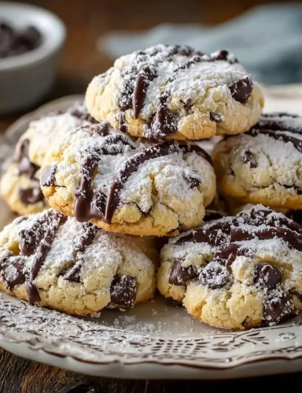 Delicious cannoli cookies with creamy filling and powdered sugar on top.