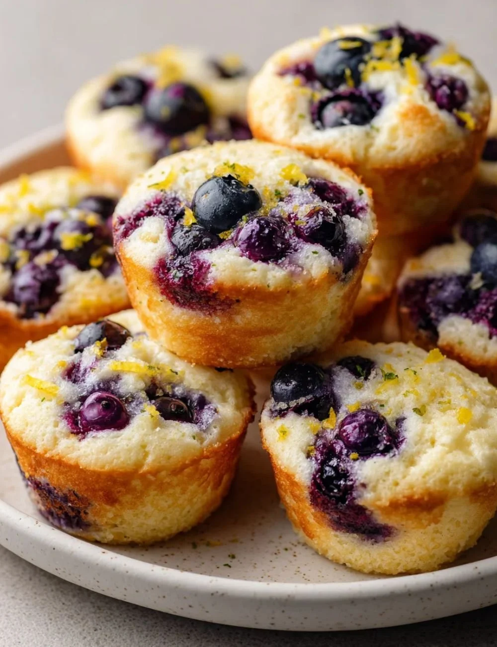 Blueberry and lemon zest cottage cheese bites on a plate