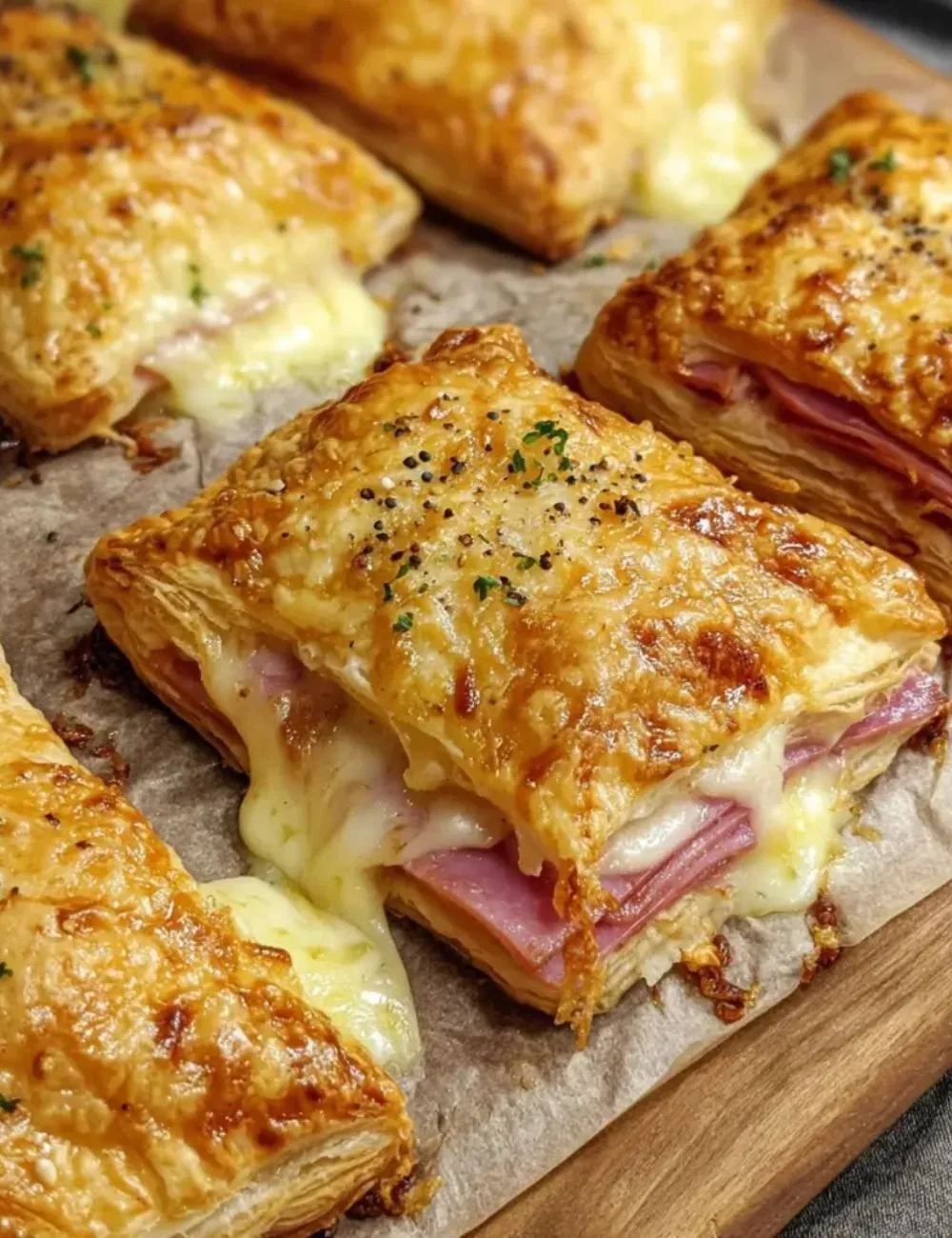 Delicious Ham Cheese Puff Pastry with golden flaky crust