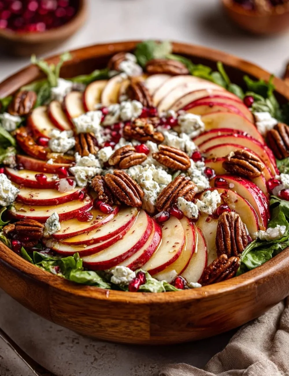 Honeycrisp Apple and Feta Salad served in a bowl with fresh ingredients.