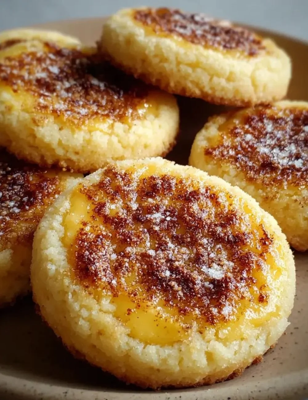 Delicious crème brûlée cookies with caramelized sugar topping