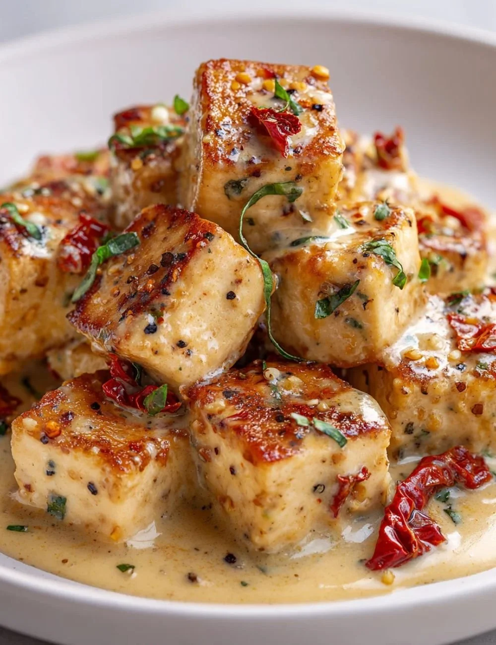 Delicious Mary Me Tofu dishes served on a platter.