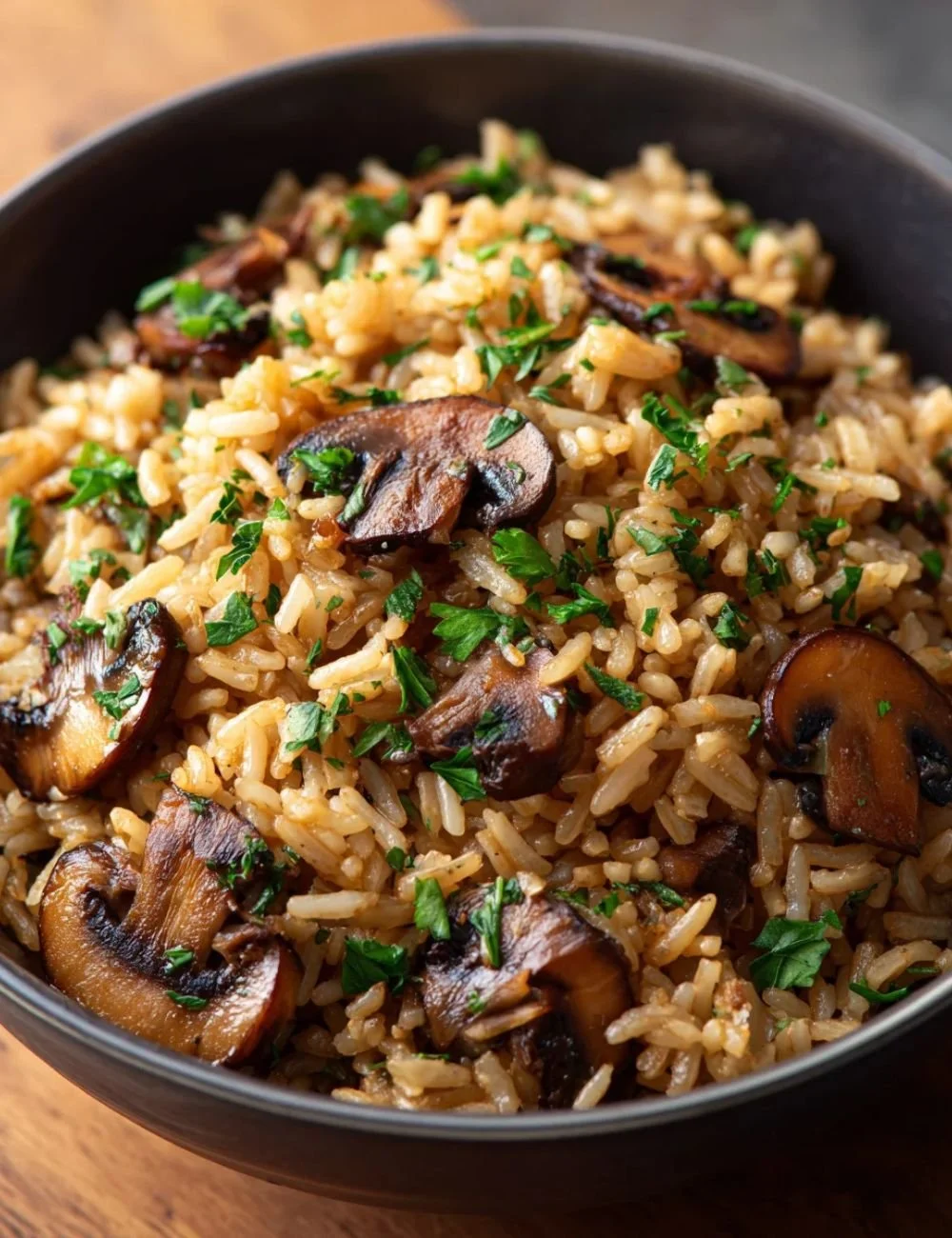 Delicious Mushroom Rice dish with fresh mushrooms and herbs