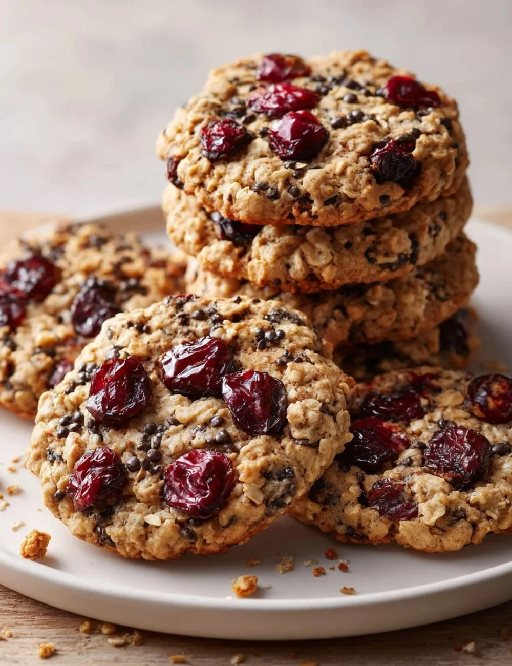 Oatmeal Cherry Slice and Bake Cookies on a cooling rack