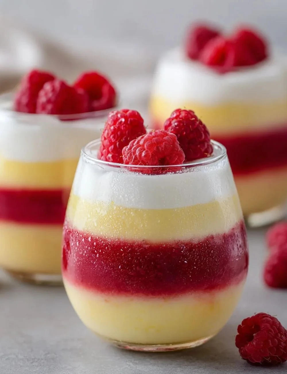 Refreshing Raspberry Colada Twist cocktail with tropical fruit and raspberries.